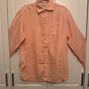 Tommy Bahama Men’s Linen Casual Button Down Shirt Peach Long Sleeve Size M